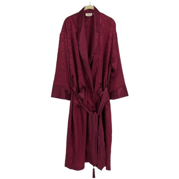 Vintage Victoria's Secret Gold Label Burgundy Satin Paisley Bath Robe size SP - Picture 1 of 14